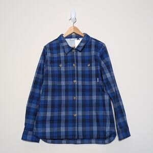 Stio Mountain Shadow Plaid Hutkeeper Flannel Shirt Size Large Women Heavy Weight